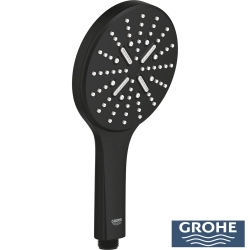 Grohe - Grohe Grohtherm 2 Yollu SmartControl Ankastre Termostatik Banyo Bataryası, Yuvarlak Tepe ve El Duşu Seti, Mat Siyah