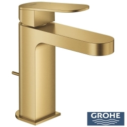 Grohe - Grohe Plus Sifon Kumandalı Lavabo Bataryası, Fırçalı Altın
