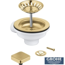Grohe - Grohe Eviye Süzgeci Seti, Fırçalı Altın