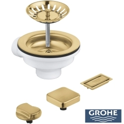 Grohe - Grohe Eviye Süzgeci Seti, Fırçalı Altın