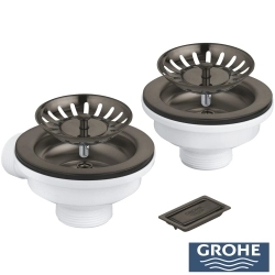Grohe - Grohe Eviye Süzgeci Seti (Çift Gözlü Eviyeler İçin), Fırçalı Sert Grafit