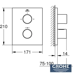 Grohe - Grohe Grohtherm F Ankastre Termostatik Banyo Bataryası, Saten Grafit (Sıva Üstü Grubu)