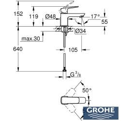 Grohe - Grohe Cubeo Lavabo Bataryası, XS-Boy, Mat Siyah
