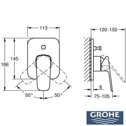 Grohe - Grohe Cubeo Ankastre Banyo Bataryası, Mat Siyah (Sıva Üstü Grubu)