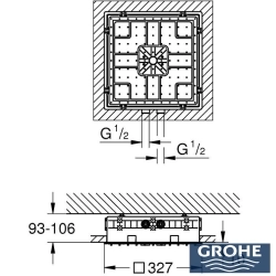 Grohe - Grohe Rainshower Aqua Tiles Duo Ankastre Tepe Duşu, 2 Fonksiyonlu (Sıva Altı Grubu)