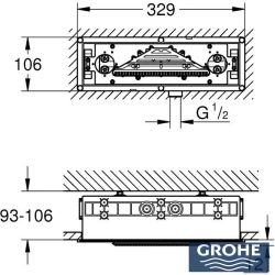 Grohe - Grohe Rainshower Aqua Tiles Cascade Ankastre Tepe Duşu, Şelale Akışlı (Sıva Altı Grubu)