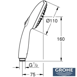Grohe - Grohe Purefoam 110 El Duşu, 2 Akışlı, Krom-Siyah (Su ve Sabun Püskürtme)
