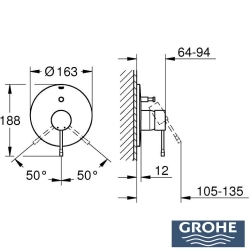 Grohe - Grohe Essence New Ankastre Banyo/Duş Bataryası, Mat Siyah (Sıva Üstü Grubu)