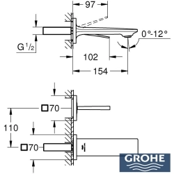 Grohe - Grohe Allure Duvardan Ankastre Lavabo Bataryası (Sıva Üstü Grubu), Saten Grafit