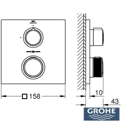 Grohe - Grohe Allure Ankastre Termostatik Duş Bataryası (Sıva Üstü Grubu), Saten Grafit - 19380MG2