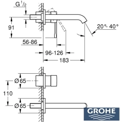 Grohe - Grohe Essence New Duvardan Ankastre Lavabo Bataryası (Sıva Üstü Grubu), Mat Siyah