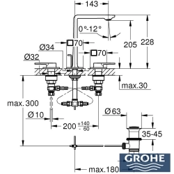 Grohe - Grohe Allure 3 Delikli Ankastre Lavabo Bataryası, Saten Grafit