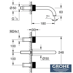 Grohe - Grohe Atrio Private Collection 3 Delikli Ankastre Lavabo Bataryası (Sıva Üstü Grubu) Saten Grafit