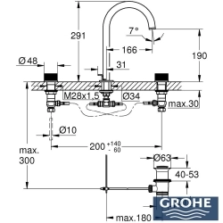 Grohe - Grohe Atrio Private Collection 3 Delikli Ankastre Lavabo Bataryası, Sifon Kumandalı (L-Boy), Hayalet Siyah