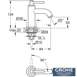Grohe - Grohe Atrio Lavabo Bataryası XS-Boy, Saten Grafit