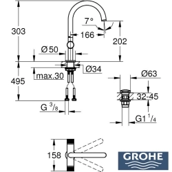 Grohe - Grohe Atrio Private Collection Yüksek Lavabo Bataryası, Saten Çelik (L-Boy)