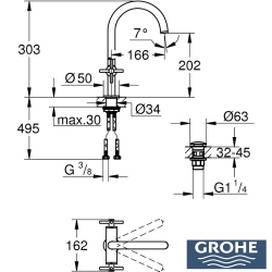 Grohe - Grohe Atrio Yüksek Lavabo Bataryası (L-Boy), Saten Grafit