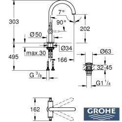 Grohe - Grohe Atrio Yüksek Lavabo Bataryası (L-Boy), Saten Grafit