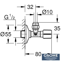 Grohe - Grohe Ara Musluk (1/2 giriş, 3/8 çıkışlı), Saten Çelik - 22037MS0