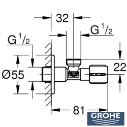 Grohe - Grohe Ara Musluk (1/2 giriş, 1/2 çıkışlı), Saten Çelik - 22041MS1