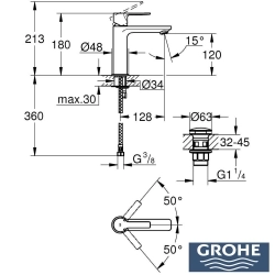 Grohe - Grohe Lineare Lavabo Bataryası, Fırçalı Bakır