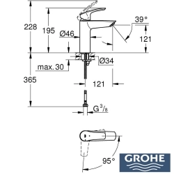 Grohe - Grohe Eurosmart Lavabo Bataryası, Mat Siyah (M-Boy)
