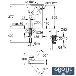Grohe - Grohe Allure Tezgah Üstü Lavabo Bataryası, Saten Çelik