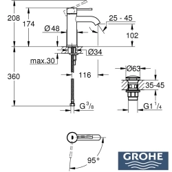 Grohe - Grohe Essence Lavabo Bataryası (S-Boy), Mat Siyah