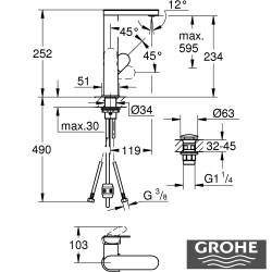 Grohe - Grohe Plus Spiralli Yüksek Lavabo Bataryası