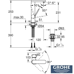Grohe - Grohe Plus Yüksek Lavabo Bataryası (L-Boy)