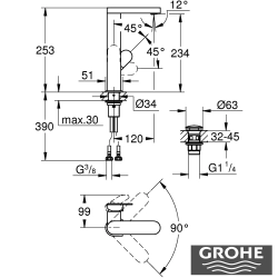 Grohe - Grohe Plus Yüksek Lavabo Bataryası (L-Boy)