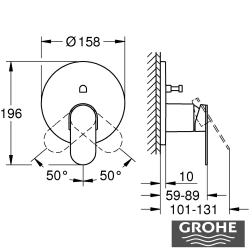 Grohe - Grohe Plus Ankastre Banyo/Duş Bataryası (Sıva Üstü Grubu), Fırçalı Sert Grafit