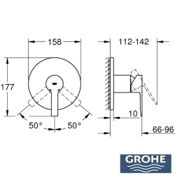 Grohe - Grohe Lineare Ankastre Duş Bataryası, Fırçalı Bakır (Sıva Üstü Grubu)