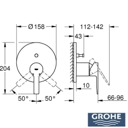 Grohe - Grohe Lineare Ankastre Banyo/Duş Bataryası (Sıva Üstü Grubu), 2 Yollu, Fırçalı Bakır