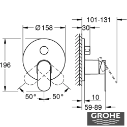 Grohe - Grohe Plus Ankastre Banyo Bataryası (3 Yollu, Sıva Üstü Grubu), Fırçalı Bakır
