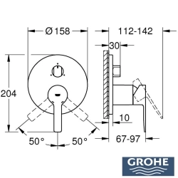 Grohe - Grohe Lineare Ankastre Banyo Bataryası (3 Yollu, Sıva Üstü Grubu), Fırçalı Bakır