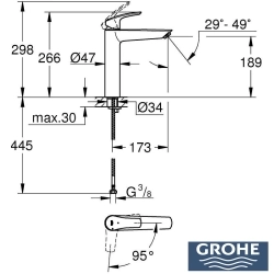 Grohe - Grohe Eurosmart Tezgah Üstü Lavabo Bataryası, Mat Siyah