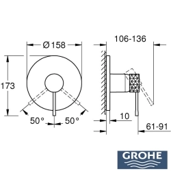 Grohe - Grohe Essence Ankastre Duş Bataryası (Sıva Üstü Grubu), İşlenmiş Krom