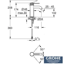 Grohe - Grohe Essence Lavabo Bataryası (S-Boy), İşlenmiş Fırçalı Altın