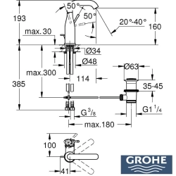 Grohe - Grohe Essence New Lavabo Bataryası, Sifon Kumandalı, İşlenmiş Fırçalı Altın