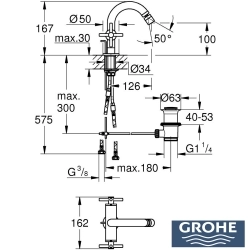 Grohe - Grohe Atrio Sifon Kumandalı Bide Bataryası (M-Boy), Saten Çelik - 24353MS0
