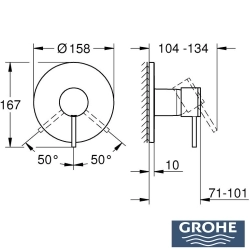 Grohe - Grohe Atrio Ankastre Duş Bataryası (Sıva Üstü Grubu), Saten Çelik