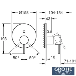 Grohe - Grohe Atrio Ankastre Banyo/Duş Bataryası (Sıva Üstü Grubu), Saten Çelik