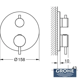 Grohe - Grohe Atrio Termostatik Banyo/Duş Bataryası (Sıva Üstü Grubu), 2 Yollu, Hayalet Siyah
