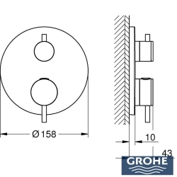 Grohe - Grohe Atrio Termostatik Banyo/Duş Bataryası (Sıva Üstü Grubu), 2 Yollu, Hayalet Siyah