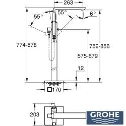 Grohe - Grohe Allure Ankastre Yerden Küvet Bataryası (Sıva Üstü Grubu), Saten Çelik - 25222MS1