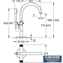 Grohe - Grohe Atrio Private Collection Tek Yerden Küvet Bataryası (Sıva Üstü Grubu), Saten Grafit - 25229MG0