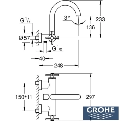 Grohe - Grohe Atrio Banyo Bataryası, Saten Grafit