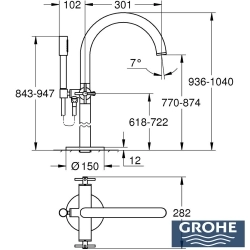 Grohe - Grohe Atrio Yerden Küvet Bataryası (Sıva Üstü Grubu), Saten Grafit - 25272MG0