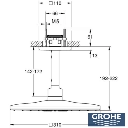 Grohe - Grohe Rainshower Mono 310 Cube Tepe Duşu Seti, 2 Akışlı, Hayalet Siyah